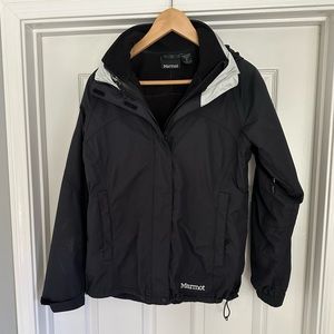 Marmot 3 in 1 Ski Winter Jacket Women’s Size S Black